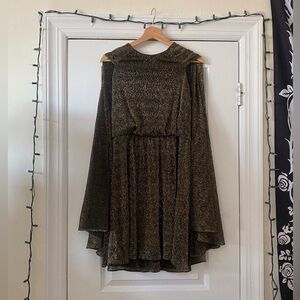 Calvin Klein Gold Metallic Cape Dress